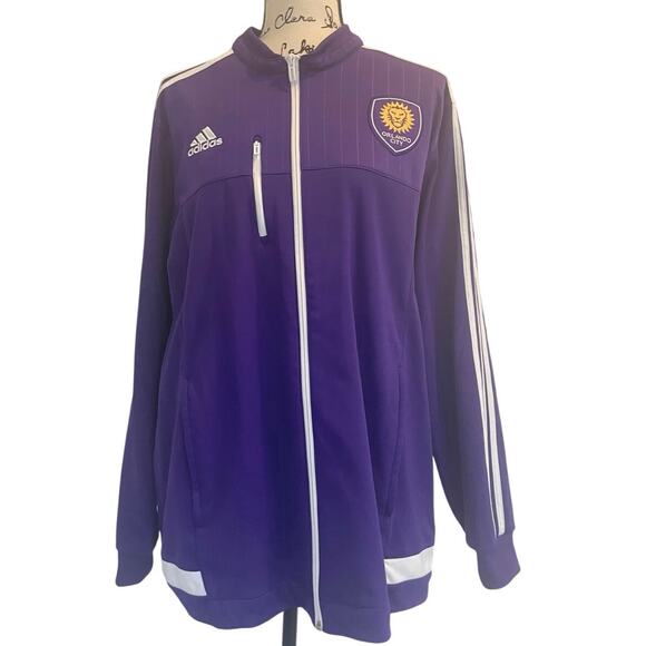 2014 ADIDAS TRACK JACKET ORLANDO CITY SOCCER TEAM SZ XL PURPLE/WHITE COLLECTIBLE - Picture 5 of 16